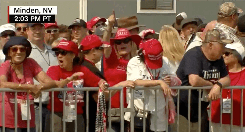 CNN airs shocking video of no social distancing and few masks at Trump rally in Nevada