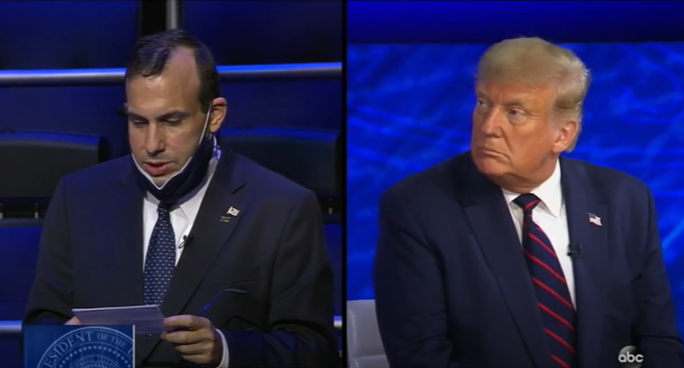 WATCH: 'Conservative, pro-life' voter demands Trump explain why he threw vulnerable people 'under the bus' in pandemic
