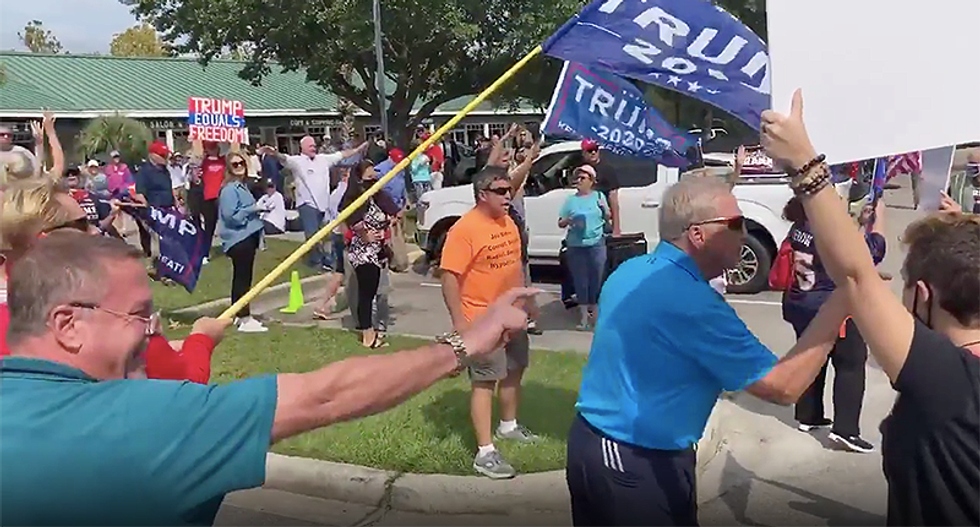 'Get the hell out!': Donald Trump supporters freak out when protesters show up to Lindsey Graham event
