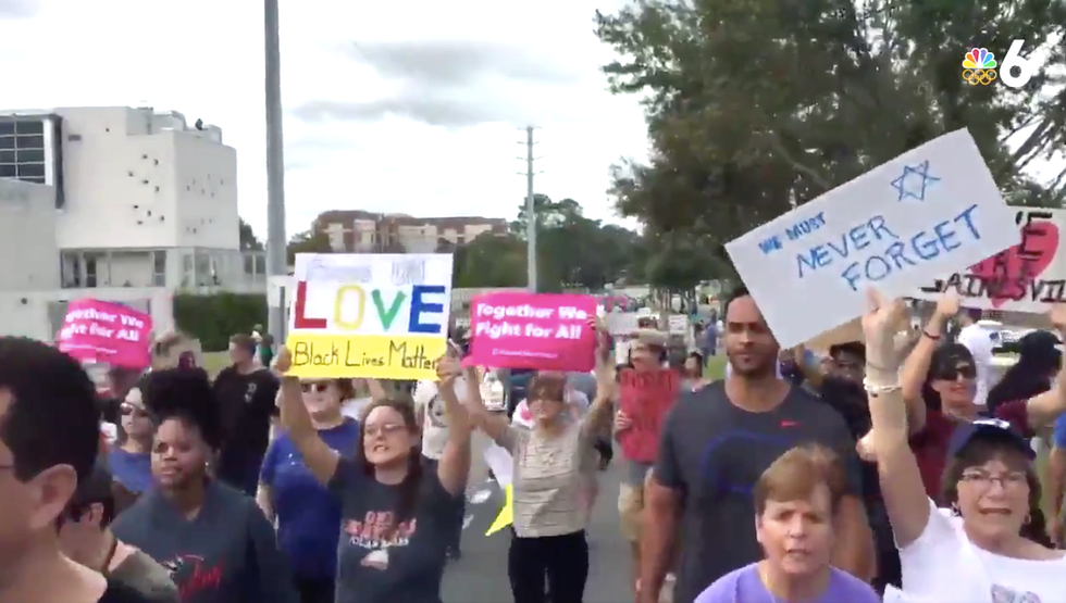 Richard Spencer's supporters outnumbered '50-to-1' by protesters, press and police at Florida rally
