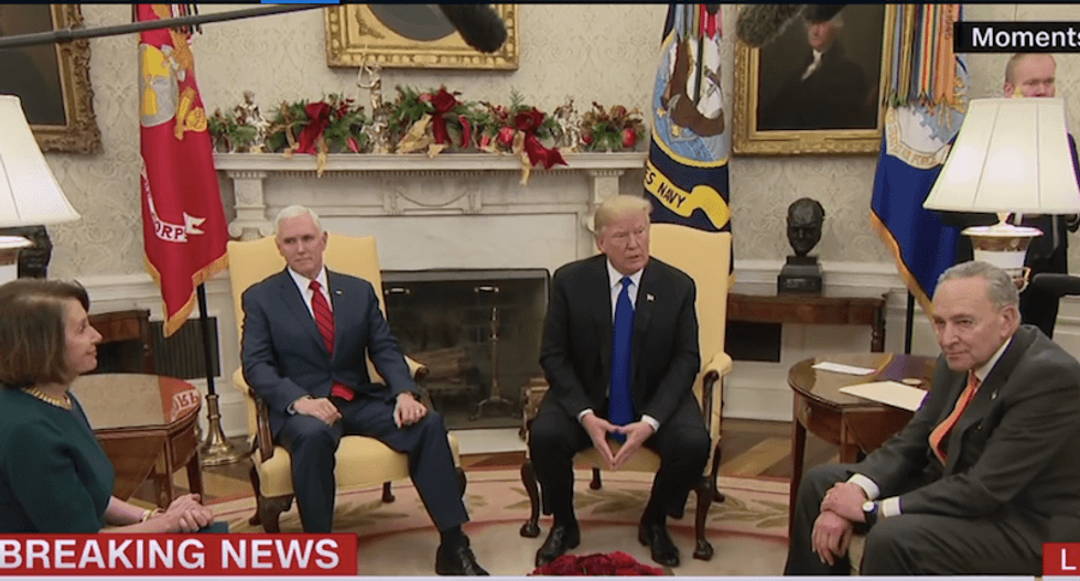 WATCH: Nancy Pelosi and Chuck Schumer hammer Trump over border wall lies in off-the-rails Oval Office meeting