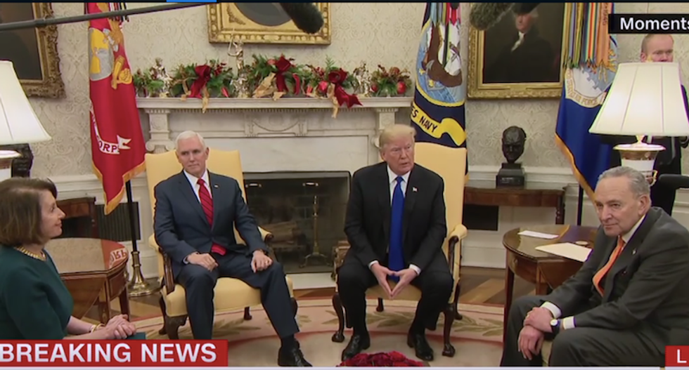 WATCH: Nancy Pelosi and Chuck Schumer hammer Trump over border wall lies in off-the-rails Oval Office meeting