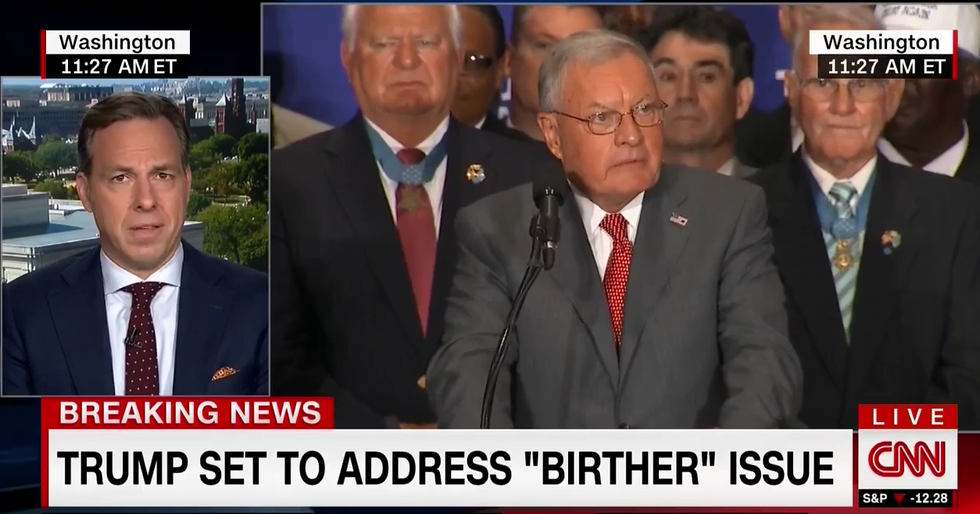WATCH: CNN’s Jake Tapper calls Trump’s ‘birther’ speech what it is: ‘It’s a political Rick roll’
