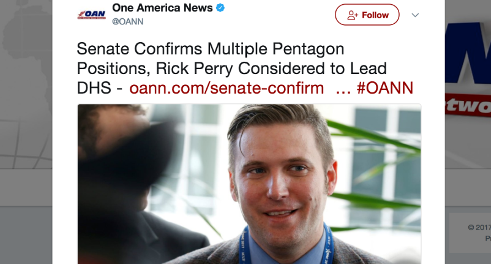 Pro-Trump OANN uses picture of neo-Nazi Richard Spencer in place of Secretary of the Navy nominee