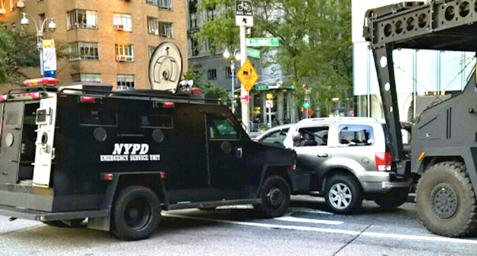 WATCH: New York City cops locked in standoff with suspect who tossed hoax bomb into police van