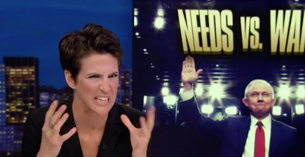 Rachel Maddow doesn't want Donald Trump to fire Jeff Sessions -- and here's why