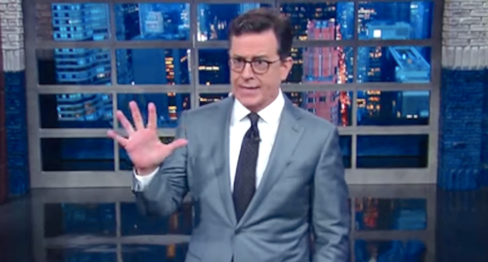 Stephen Colbert needles insecure Trump by praising Pence: 'Did you see the size of his hands?'