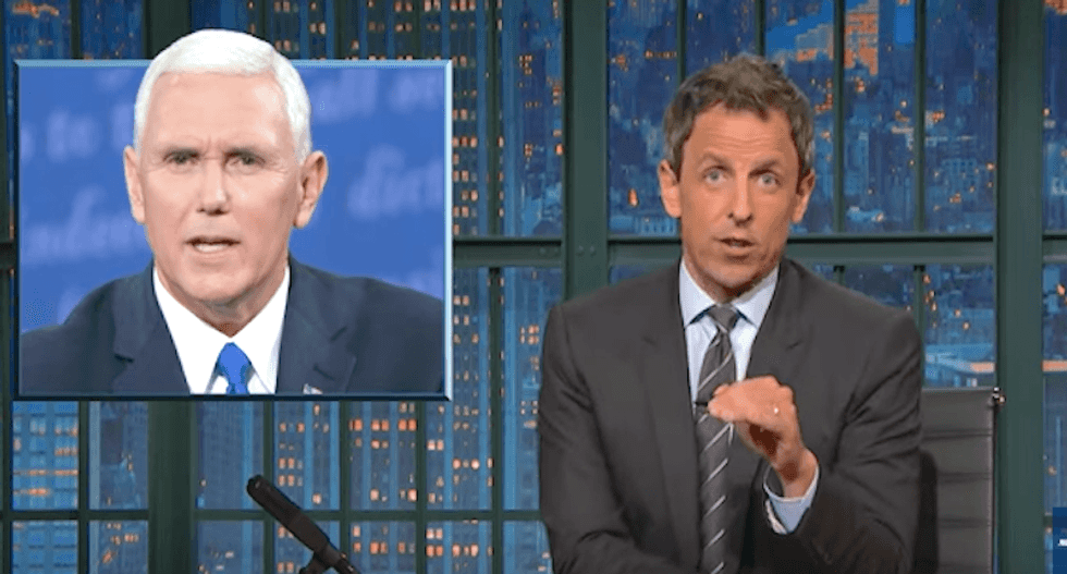 Seth Meyers rips Mike Pence's 'alternative universe' -- where Trump isn't an unhinged 'man-child'