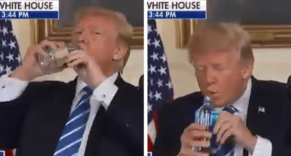 'America thirst': Internet floods Trump with bad puns after he stops trade policy speech to sip Fiji water