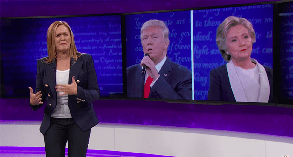 Samantha Bee roasts Trump’s weird debate behavior: ‘Instead of a dynamic lunatic — we got fat Elvis'