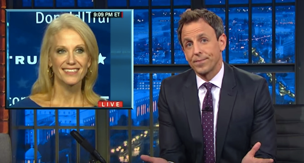 Seth Meyers nails Kellyanne Conway: If running as a woman was easier -- 'it would have happened before'