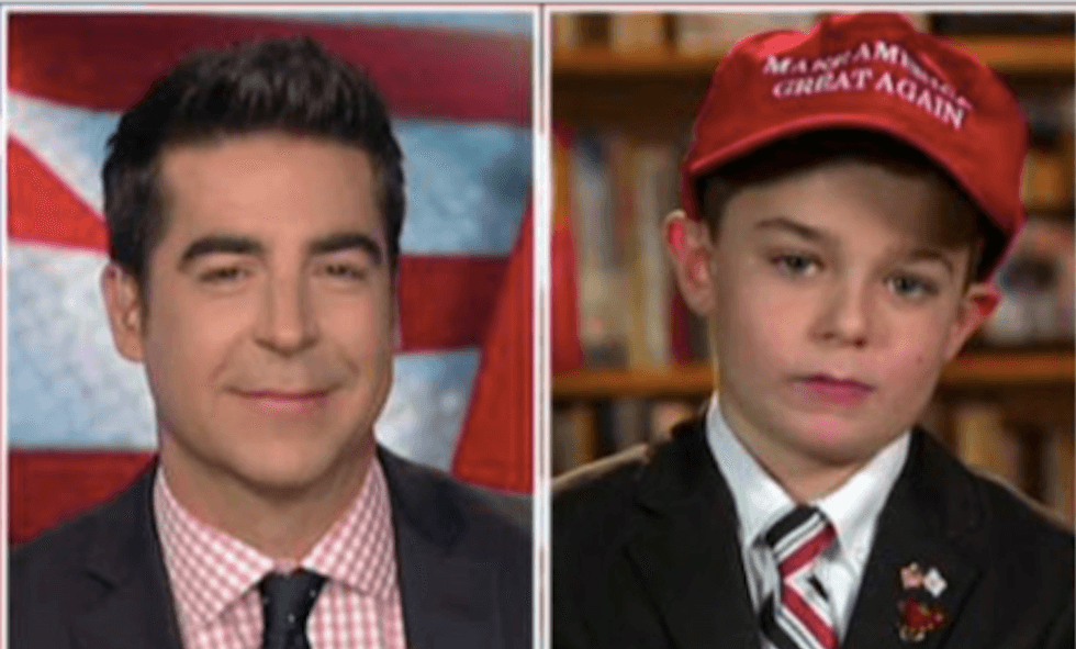'His intellectual equal': Fox's Jesse Watters catches hell online for interview with child Trump fan