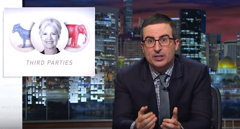 John Oliver: Gary Johnson and Jill Stein offer 3rd option -- like parking lot trash outside KFC/Taco Bell