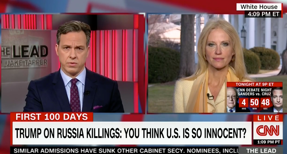 'That's just false': Jake Tapper corners a flailing Kellyanne Conway on Trump's 'offensive' lies