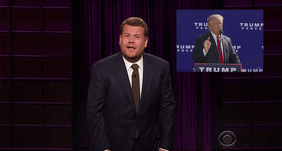 James Corden rips absurd Trump drug test idea: 'This election is now definitely a pissing contest'