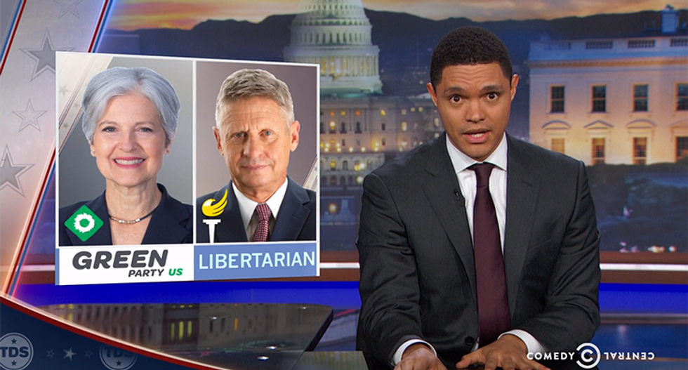 Trevor Noah nails Trump’s whine: ‘Your empty podium is on TV more than Gary Johnson and Jill Stein'