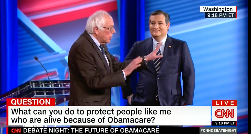 ‘You’re a good lawyer’: Sanders mocks Cruz for ducking woman's question about pre-existing conditions