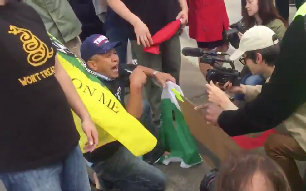 Angry mob of Trump supporters destroys Mexican flag in San Diego: 'F*ck Mexico -- this is America!'