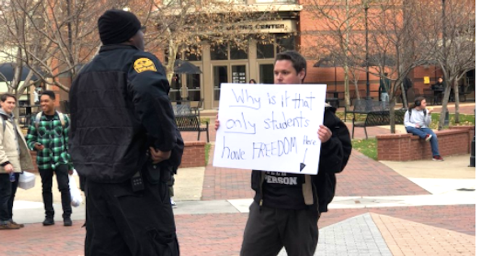 Racist whines about ‘freedom’ after he’s arrested twice for taunting students with N-word sign