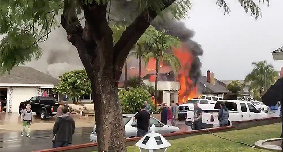 WATCH: Plane crashes into homes in Yorba Linda, California neighborhood