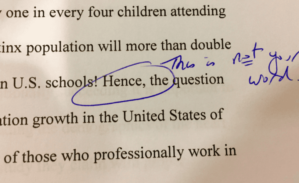 Professor accuses Latina student of plagiarism because she used the word 'hence' in essay, student claims