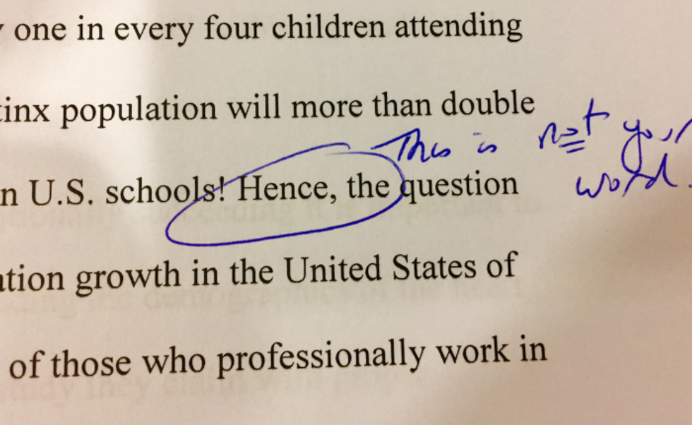 Professor accuses Latina student of plagiarism because she used the word 'hence' in essay, student claims