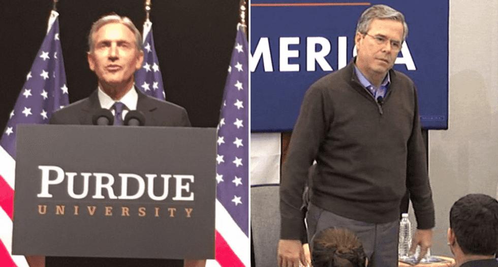 Internet can't stop laughing at Howard Schultz for recreating Jeb Bush's pitiful 'please clap' moment -- twice