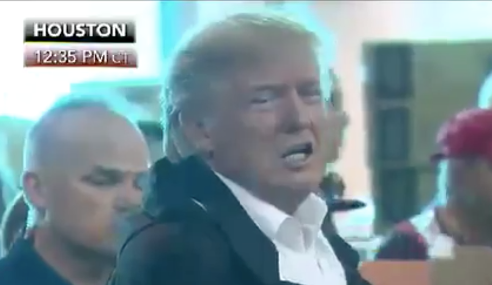 Trump interrupts Harvey relief mission to snipe at press about the size of his hands