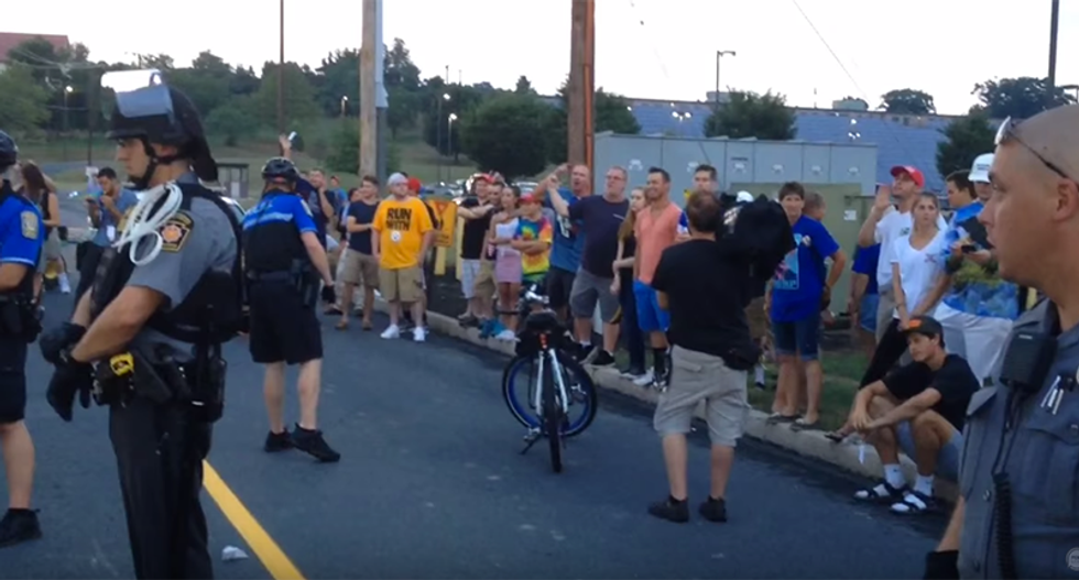 WATCH: Screaming match erupts as furious Trump supporters respond to protesters' anti-hate chants