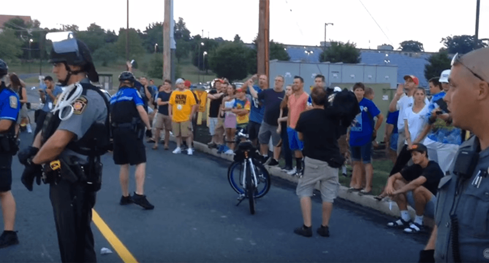 WATCH: Screaming match erupts as furious Trump supporters respond to protesters' anti-hate chants