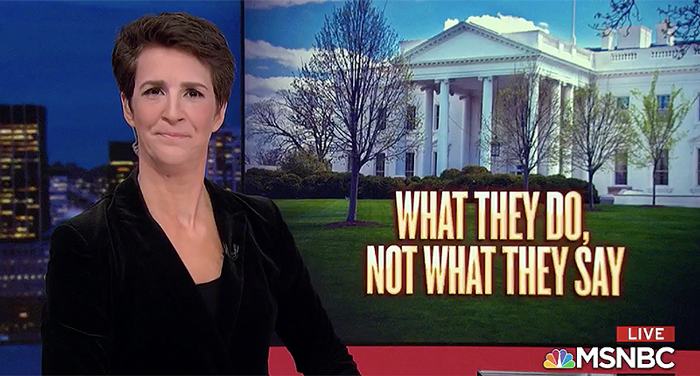 Rachel Maddow mocks Trump for making up fake policies like Mike Pence's decision to go to the moon