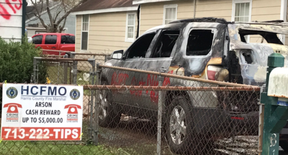 Man's SUV burned and home hit with 'n****r leave' graffiti in Houston suburb