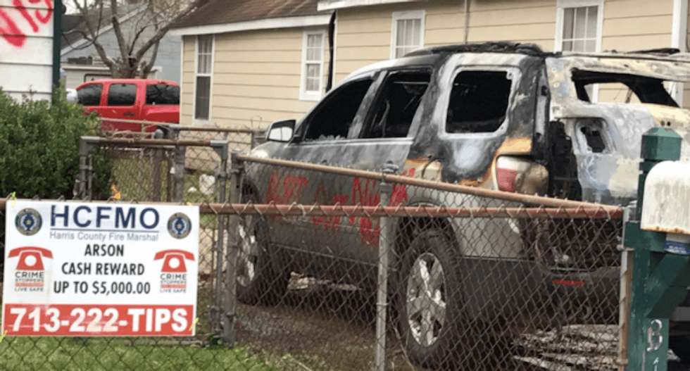 Man's SUV burned and home hit with 'n****r leave' graffiti in Houston suburb