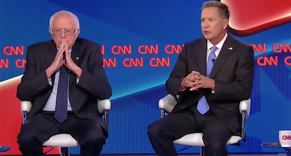 WATCH: Bernie Sanders debates John Kasich on CNN town hall