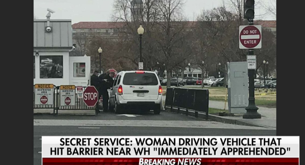 White House on lockdown after driver struck a security barrier