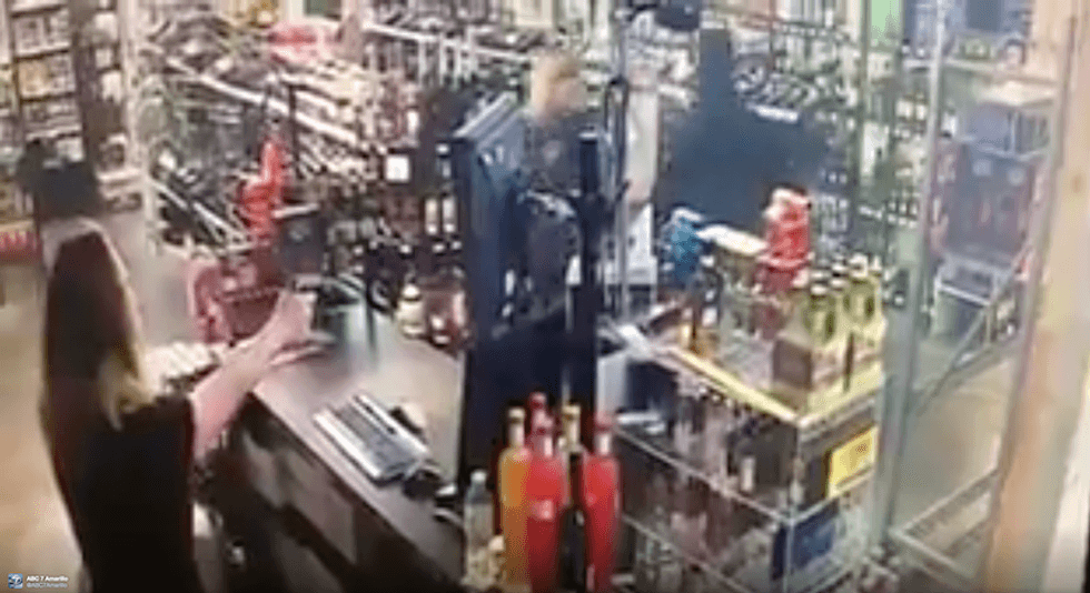 WATCH: Security footage shows wild shootout between robber and mother-daughter team at Oklahoma liquor store