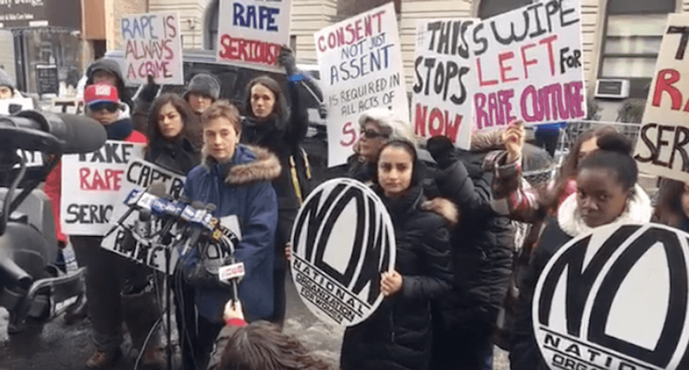 Protesters rally at NYPD Precinct after Captain said he's not ‘too worried’ about acquaintance rapes