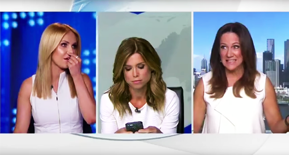 WATCH: Women news anchors get into heated on-air spat because they’re all wearing the same color