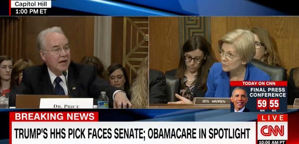 WATCH: Warren fiercely grills Trump pick Price for pushing bills that would benefit his stocks