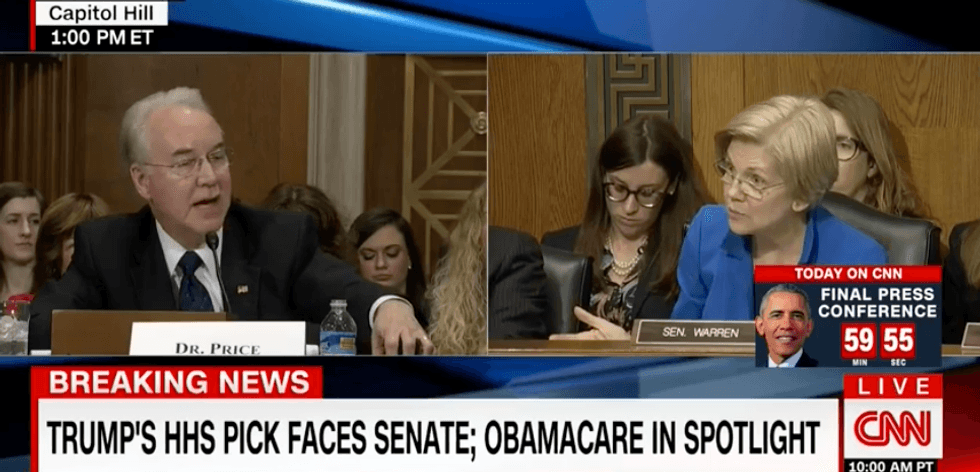 WATCH: Warren fiercely grills Trump pick Price for pushing bills that would benefit his stocks