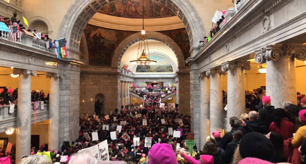 ‘Welcome to your first day’: Thousands storm Utah State Capitol building after Women's March