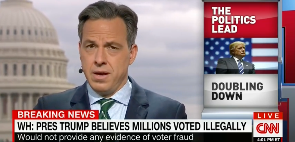 ‘It’s not even remotely true’: Tapper rails into Trump’s 'baseless' voter fraud conspiracy theory
