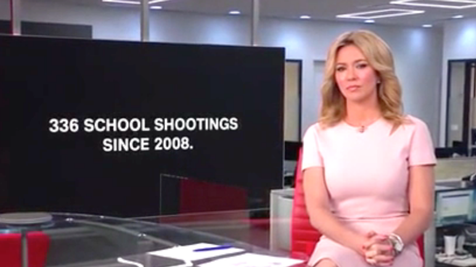 Brooke Baldwin sits in stunned silence as CNN rolls images of recent school shootings