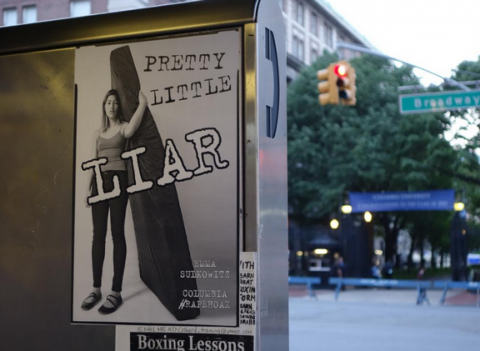 Posters accusing Columbia student of faking her assault mysteriously appear in NYC