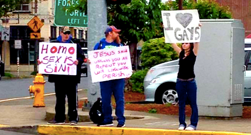 'I love gays': See how this Oregon teen turned the tables on some hateful anti-LGBT protesters
