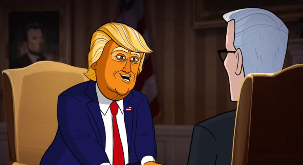 Cartoon Trump on his porn star affair: 'Stormy Daniels is lying -- unless she said I'm a wildcat in bed in which case it's all true'