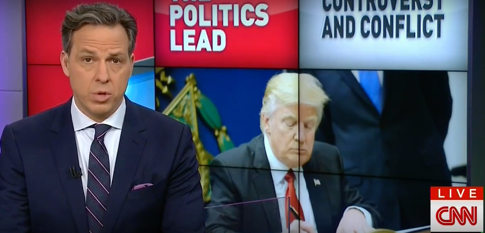 Tapper uses Spicer's own words to nail Trump administration's ironic objection to the word 'ban'