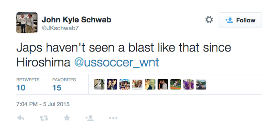 Americans celebrate World Cup in most awful way possible: 'Japs haven't seen a blast like that since Hiroshima'