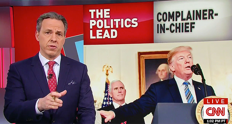 CNN's Jake Tapper delivers expert rebuttal to Trump's 'fake news conference': His 'battle with facts continues'