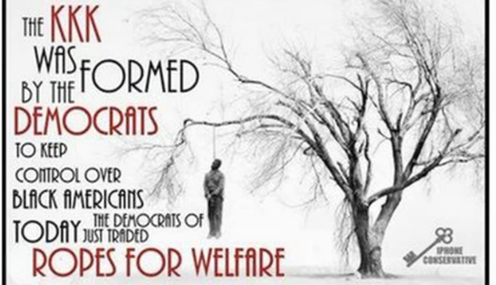 Oklahoma GOP women's group attacks welfare with image of a black man being lynched